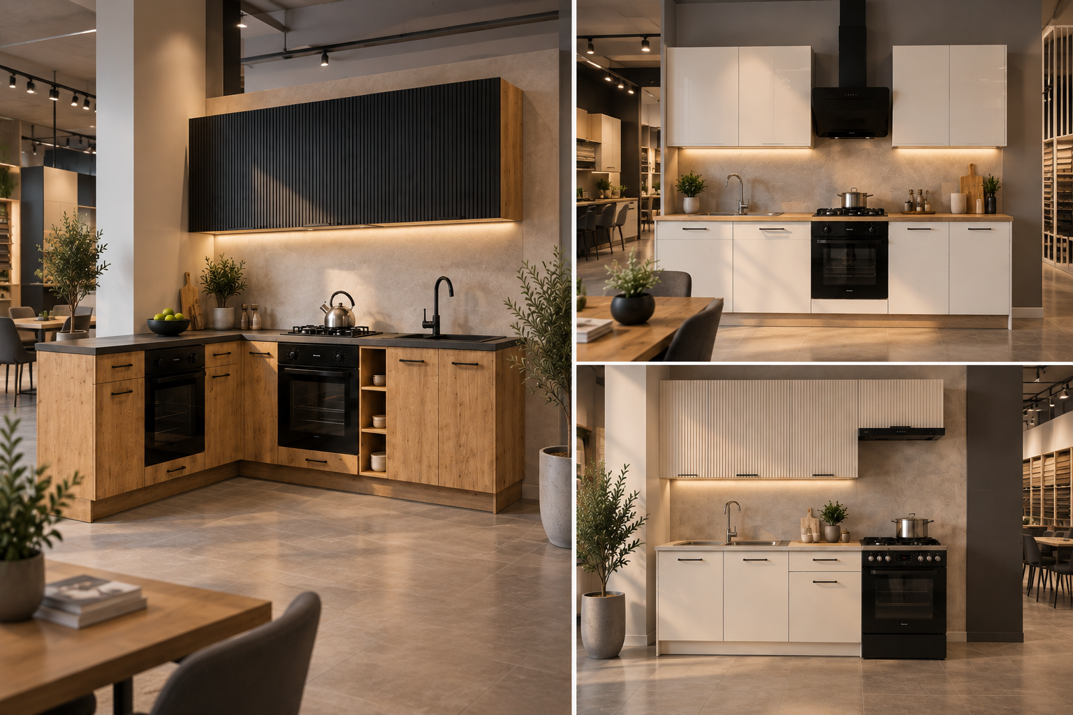 KIVOSER modular kitchen designs in three finishes